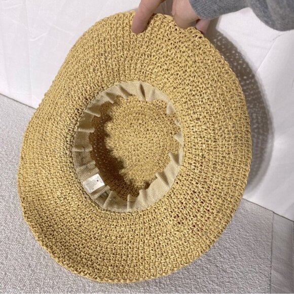 Vintage Woven Paper Straw Wide Floppy Brim Sun Hat Summer Hat With Flower - Picture 8 of 14